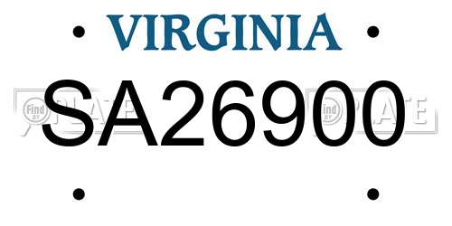SA26900 Virginia License Plate