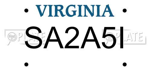 SA2A5I Virginia License Plate