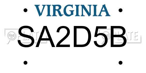 SA2D5B Virginia License Plate