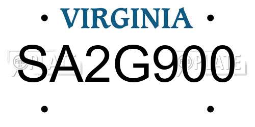 SA2G900 Virginia License Plate