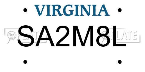 SA2M8L Virginia License Plate