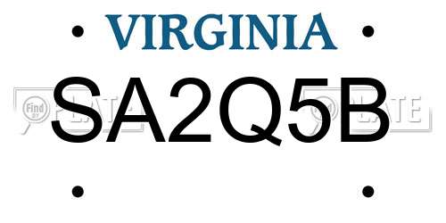 SA2Q5B Virginia License Plate