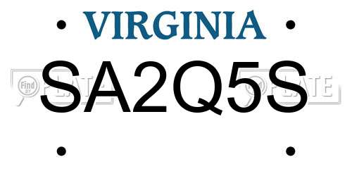 SA2Q5S Virginia License Plate