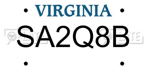 SA2Q8B Virginia License Plate
