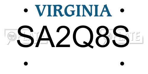 SA2Q8S Virginia License Plate