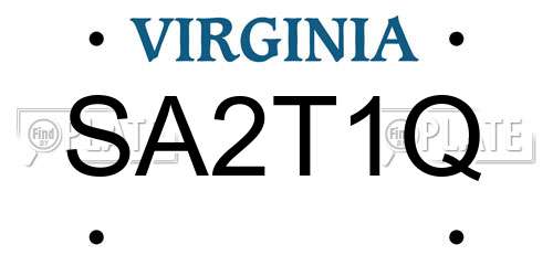 SA2T1Q Virginia License Plate