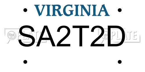 SA2T2D Virginia License Plate