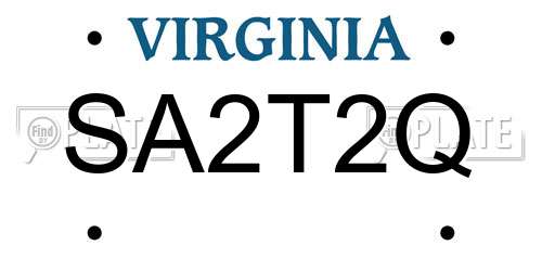 SA2T2Q Virginia License Plate