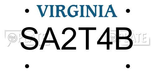 SA2T4B Virginia License Plate