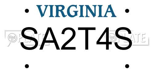 SA2T4S Virginia License Plate