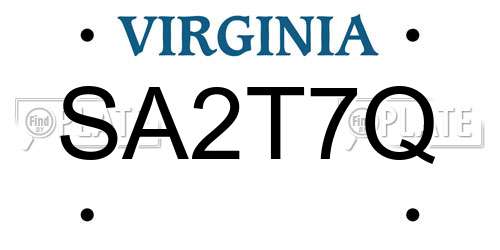 SA2T7Q Virginia License Plate