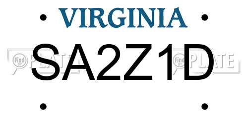 SA2Z1D Virginia License Plate