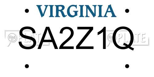 SA2Z1Q Virginia License Plate
