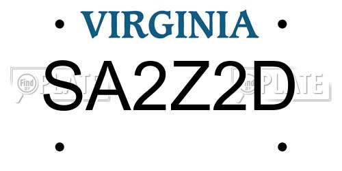 SA2Z2D Virginia License Plate