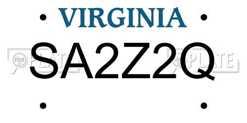 SA2Z2Q Virginia License Plate
