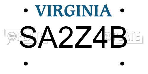 SA2Z4B Virginia License Plate