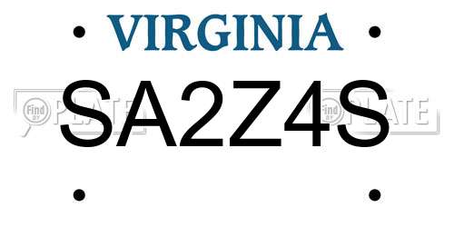 SA2Z4S Virginia License Plate