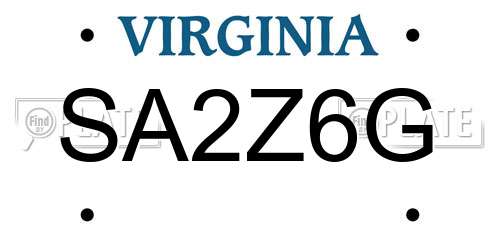 SA2Z6G Virginia License Plate