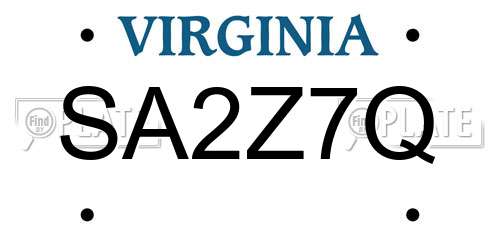 SA2Z7Q Virginia License Plate