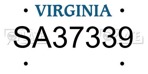 SA37339 Virginia License Plate