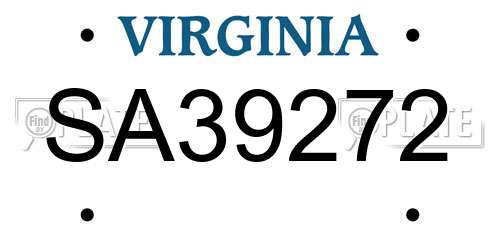 SA39272 Virginia License Plate
