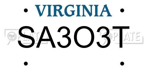 SA3O3T Virginia License Plate
