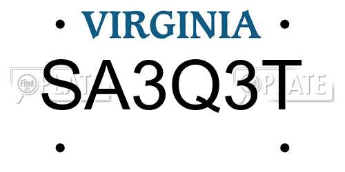 SA3Q3T Virginia License Plate