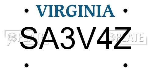 SA3V4Z Virginia License Plate