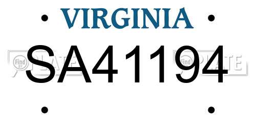 SA41194 Virginia License Plate