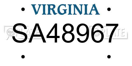 SA48967 Virginia License Plate