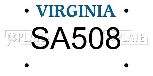 SA508 Virginia License Plate