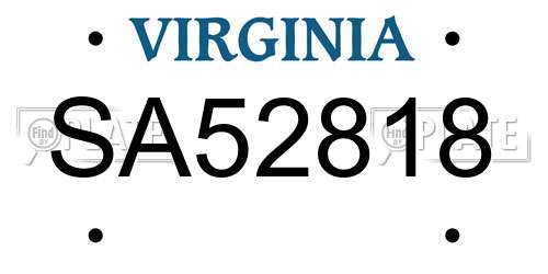 SA52818 Virginia License Plate