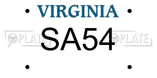 SA54 Virginia License Plate