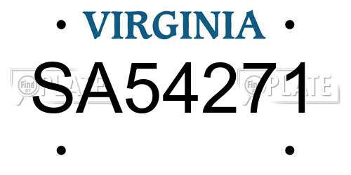 SA54271 Virginia License Plate