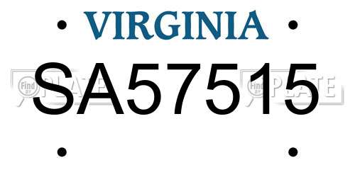 SA57515 Virginia License Plate