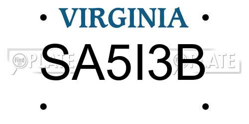 SA5I3B Virginia License Plate