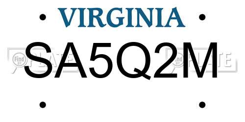 SA5Q2M Virginia License Plate