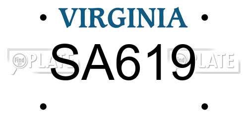 SA619 Virginia License Plate