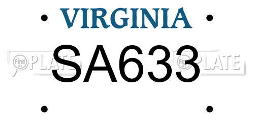 SA633 Virginia License Plate