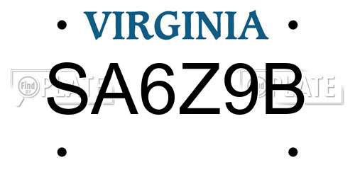 SA6Z9B Virginia License Plate