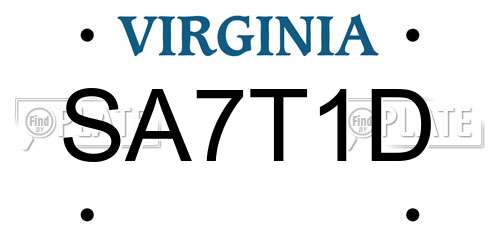 SA7T1D Virginia License Plate