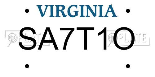 SA7T1O Virginia License Plate