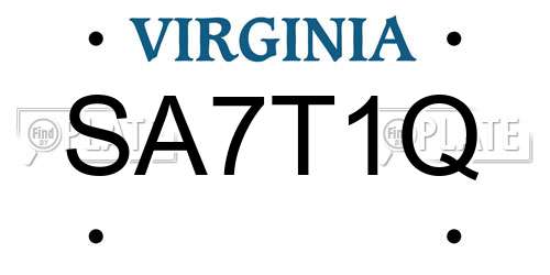 SA7T1Q Virginia License Plate