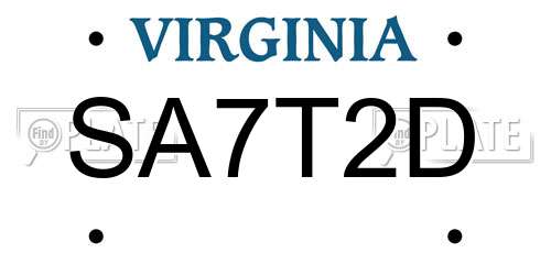 SA7T2D Virginia License Plate