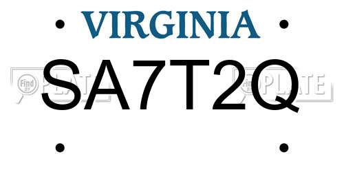SA7T2Q Virginia License Plate
