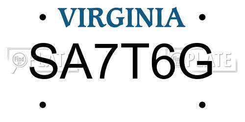 SA7T6G Virginia License Plate