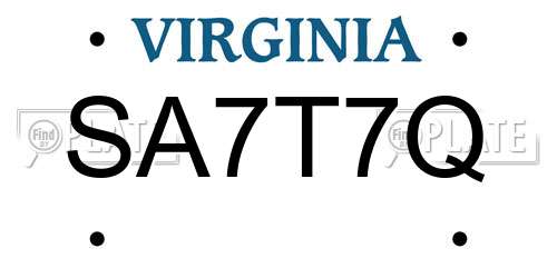 SA7T7Q Virginia License Plate