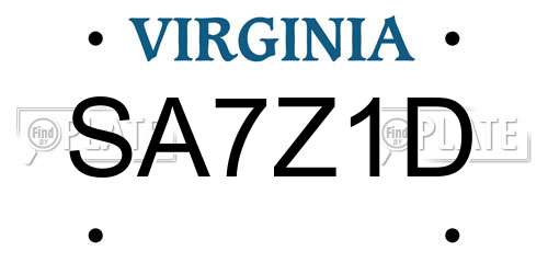 SA7Z1D Virginia License Plate