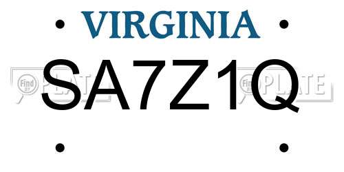 SA7Z1Q Virginia License Plate