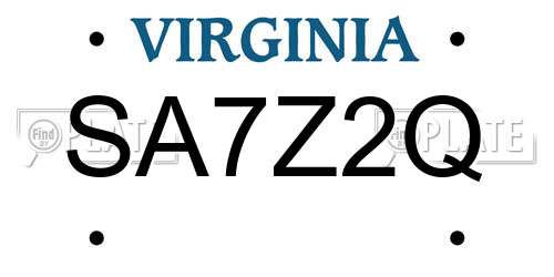 SA7Z2Q Virginia License Plate